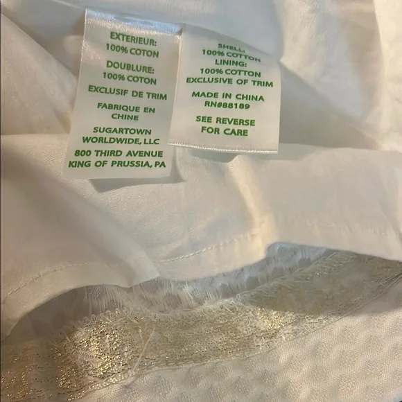 NWT LILLY PULITZER Valli Cotton Shift Dress, Resort White, Gold & Silver  Trim, 4 - coffeafoods.com